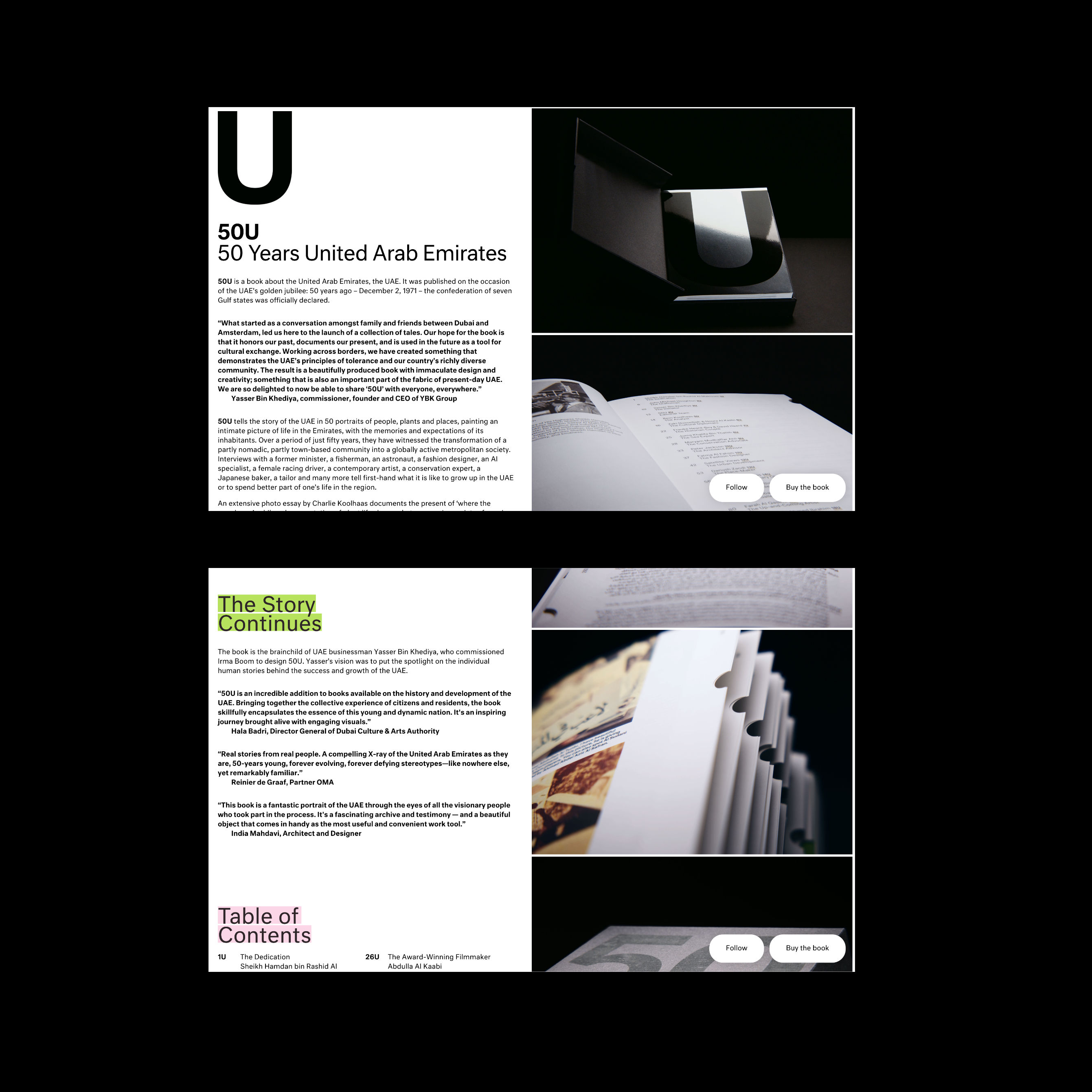 View of 50U website, designed and developed by Lena Robin